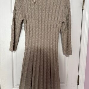 Jessica Howard Beige Cable Knit Long Sleeve Dress